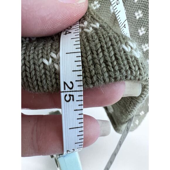 Vintage Full Zip Sweater Women Small Wool Blend Folk Nordic Fair Isle Sage Green - Picture 11 of 11